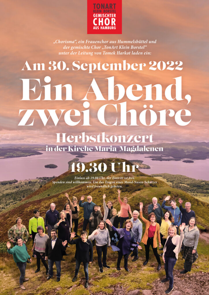 Einladung zum Herbstkonzert am 30. September, um 19:30 Uhr in der Kirche Maria Magdalenen in Klein Borstel.